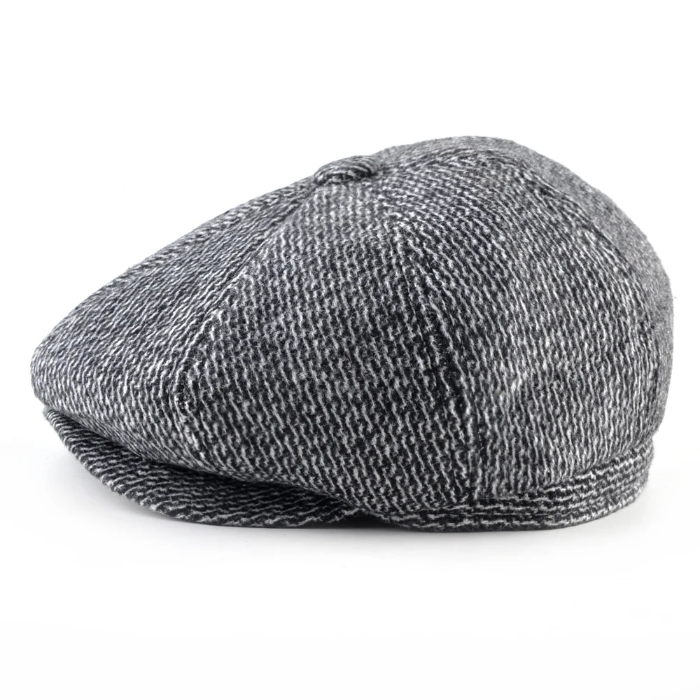 Striped Beret Men Vintage Peaked Caps Autumn Winter Warm Flat Caps With Earflaps Men's Knitted Berets Hat Newsboy Cap Casquette