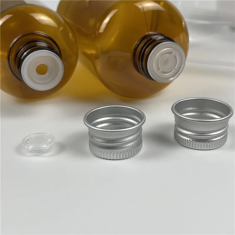 Amber 200ML 250ML X 25 Empty Facial Treatment Clear Lotion Bottle Essential Oil Packaging Plastic Bottle With Aluminum Screw Lid