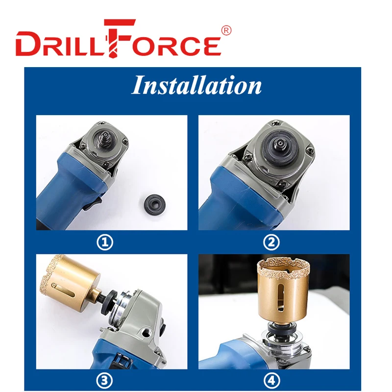 Drillforce 1 قطعة 6-60 مللي متر M10 الموضوع الجاف فراغ النحاس الماس الحفر الأساسية بت سيراميك هول المنشار الجرانيت الرخام لقمة ثقب