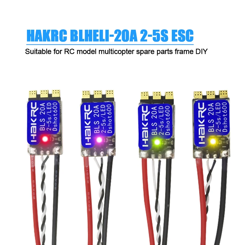 HAKRC BLHeli_32 Bit 20A 2-5S ESC Built-in LED Support Dshot150/300/600PWM For RC Models Multicopter Spare Part Frame DIY