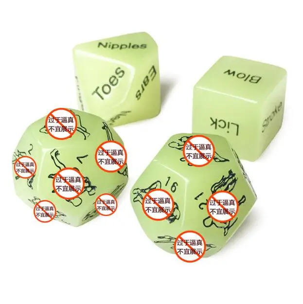 4 PCS Fun Acrylic Dice Love Dice Sex Dice Glow in Dark Erotic Dice with Dice Bag Love Game Toy Couple Gift GYH