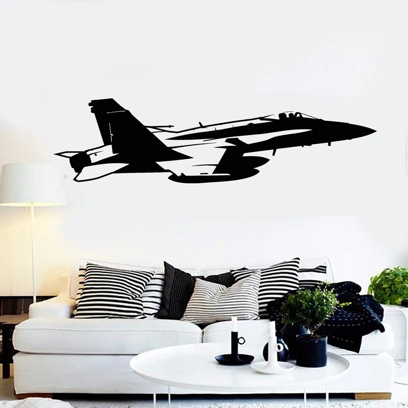 Aviation Plane Wall Sticker Jet Aircraft Vinyl Decal Fighter Boys Bedroom Decoration Air Force Kids Room Decor Removable Mural