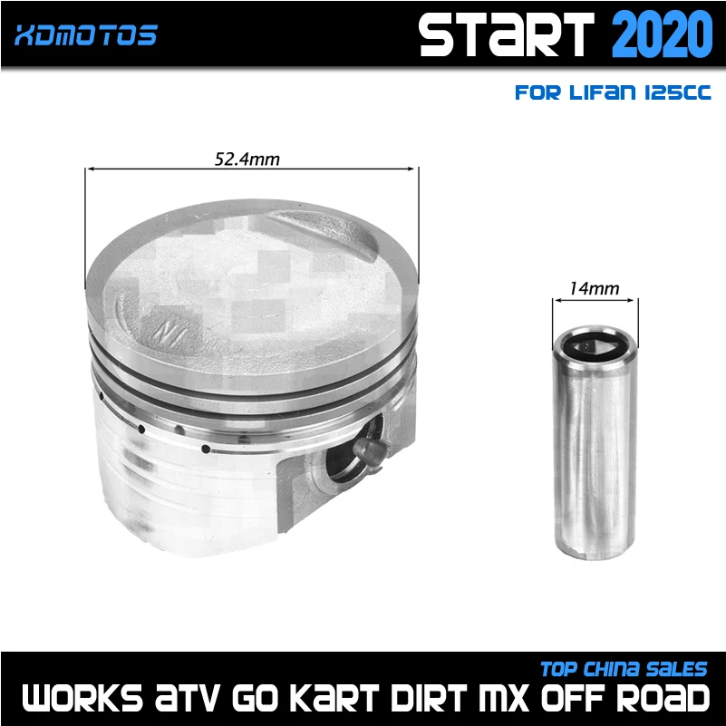 Motorcycle 52.4mm Piston 14mm Pin Piston Set  For Lifan 125cc Air/Oil cooling Horizontal engines Dirt Pit Bike ATV Quad Parts