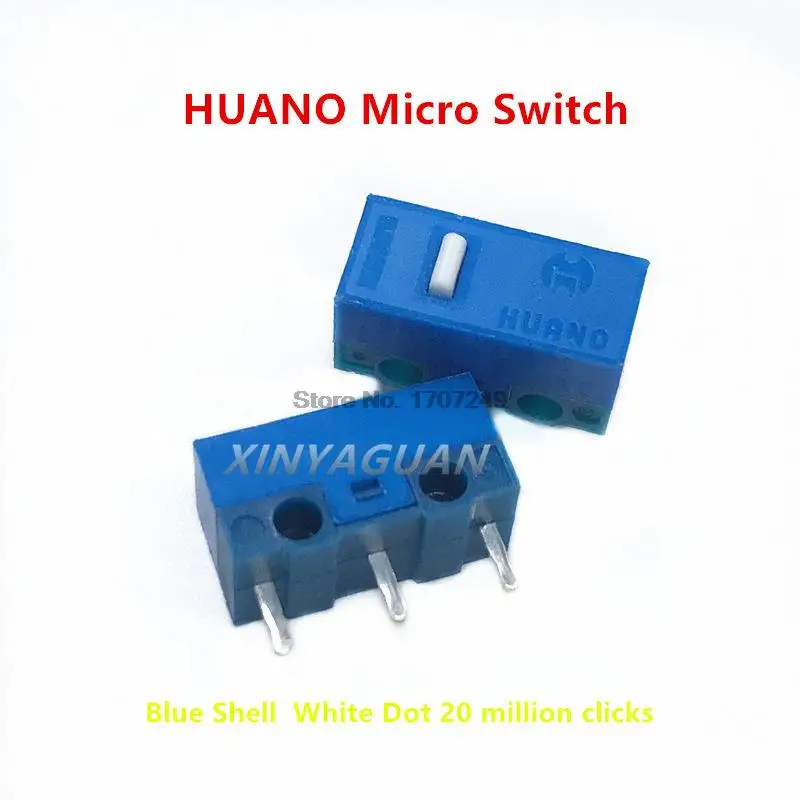 Free Shipping New HUANO Micro switch Blue Shell White/Blue/Pink dot 20 50 80 million clicks life computer mouse 3pin button