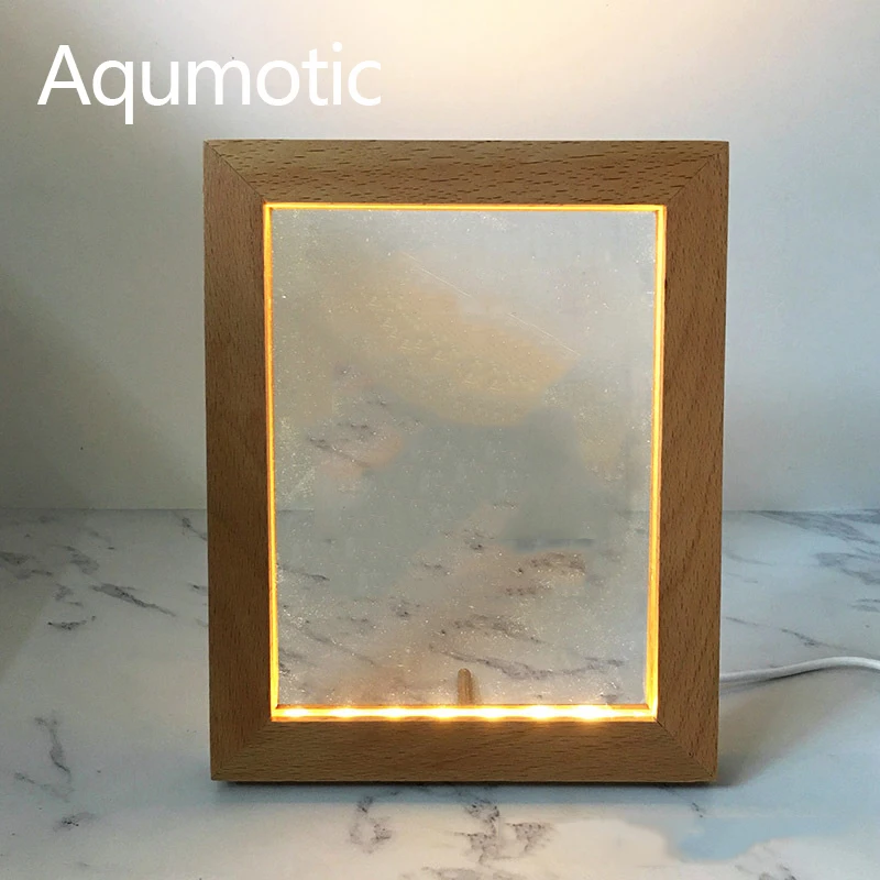 Aqumotic Frames Pictures LED Night Light Photo Frame Wood Decorative Portrait Holder 21*17 Usb Black and White Picture