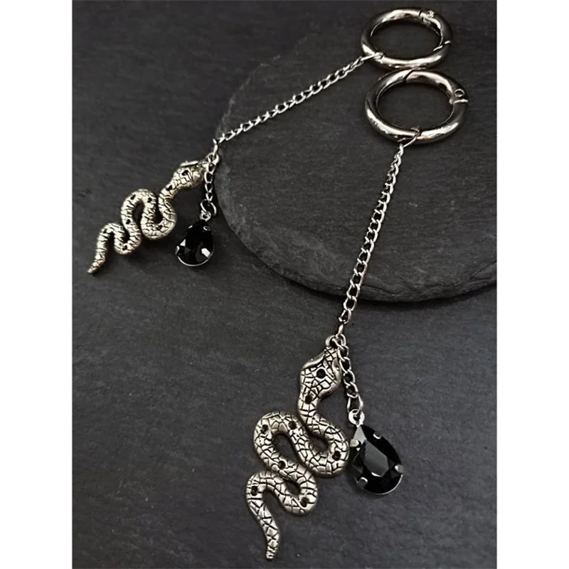 Snake Hoop Sexy Earrings  Hangers  Silver Color Gothic Aesthetic