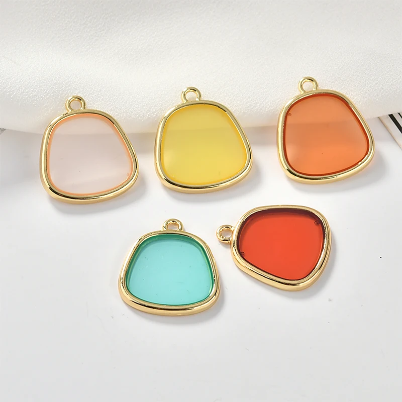 DIY handmade alloy drip oil transparent geometric color matching teen earrings material Accessories