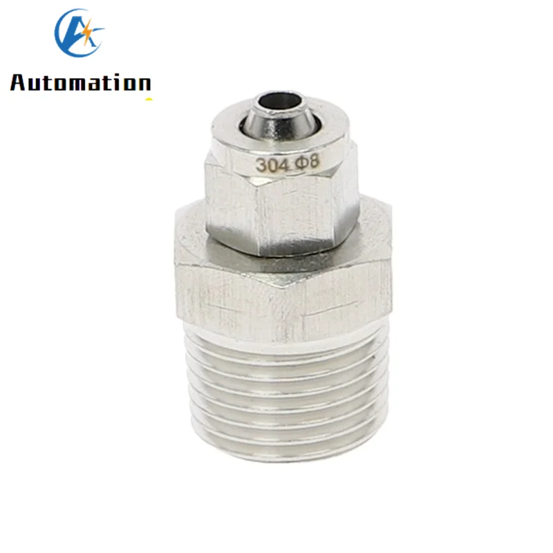 Adaptador de conector de tubo de acero inoxidable, rosca macho BSPT de giro rápido de 6mm, 8mm, 10mm, 12mm a 1/8 \