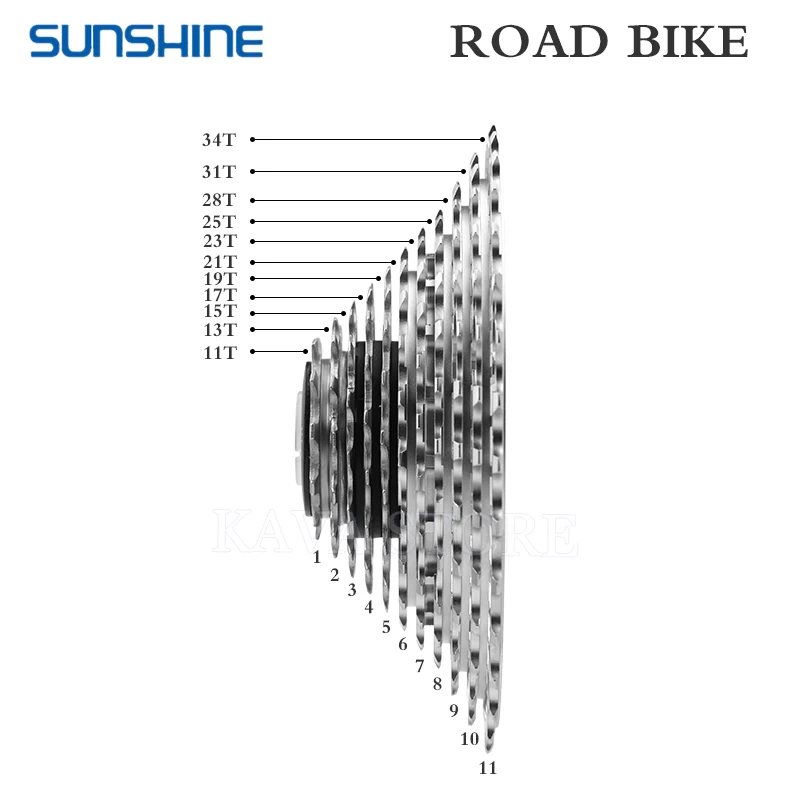 SUNSHINE-Roda livre ultraleve para bicicleta de estrada, 11 velocidades, 12 velocidades, 28T, 32T, 34T, 36T, cassete de bicicleta, volante, cascalho