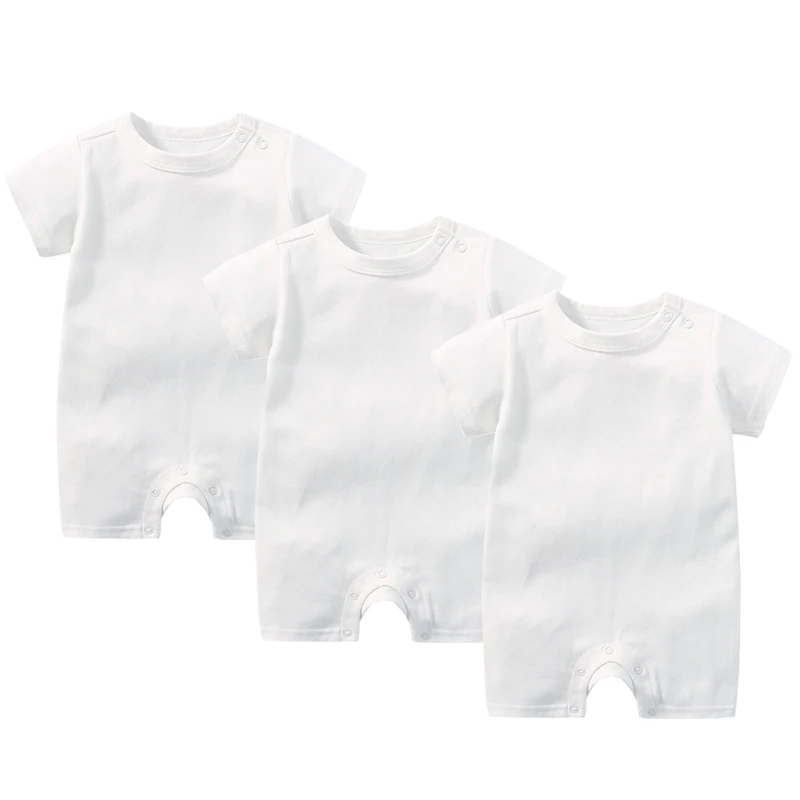 

3piece Baby Rompers Newborn Jumpsuit Solid Short Sleeves cotton Outfits Sets Kids Clothes Infant Jumpsuit