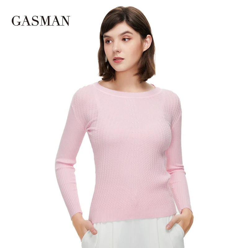 

GASMAN NEW 2022 winter Women sweater Thin soft Slim Round neck Women's jumper fashion brand high quality Women's clothing GM005