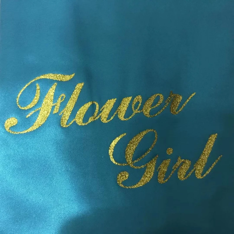 Wholesale Link Flower Girl Robe Gold Glitter Children Satin Silk Kimono Solid Color Kids Sleepwear for Wedding Spa Party D34