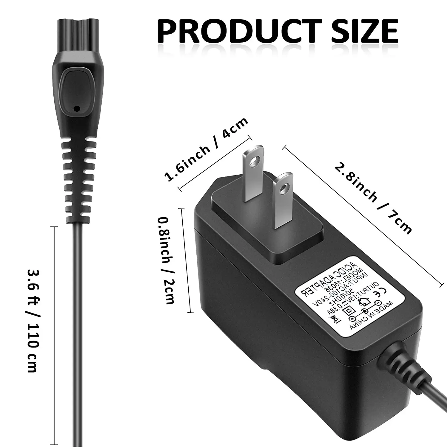 Cargador de repuesto para afeitadora de 15V, cable cargador de repuesto, adaptador portátil Universal, cable cargador de repuesto Compatible con Philips