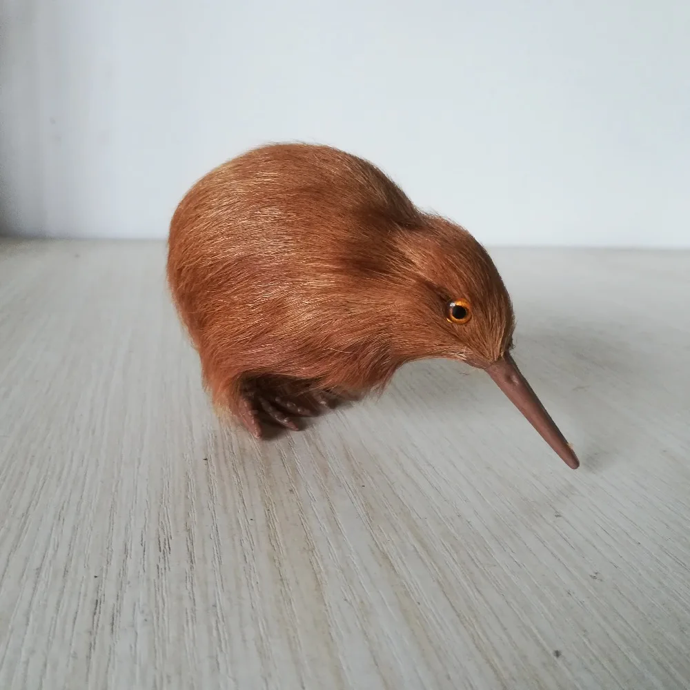 Kiwi marrón de plástico y pieles, 11x7cm, pájaro kiwi, modelo duro, artesanía, decoración del hogar, juguete, regalo de Navidad b4285