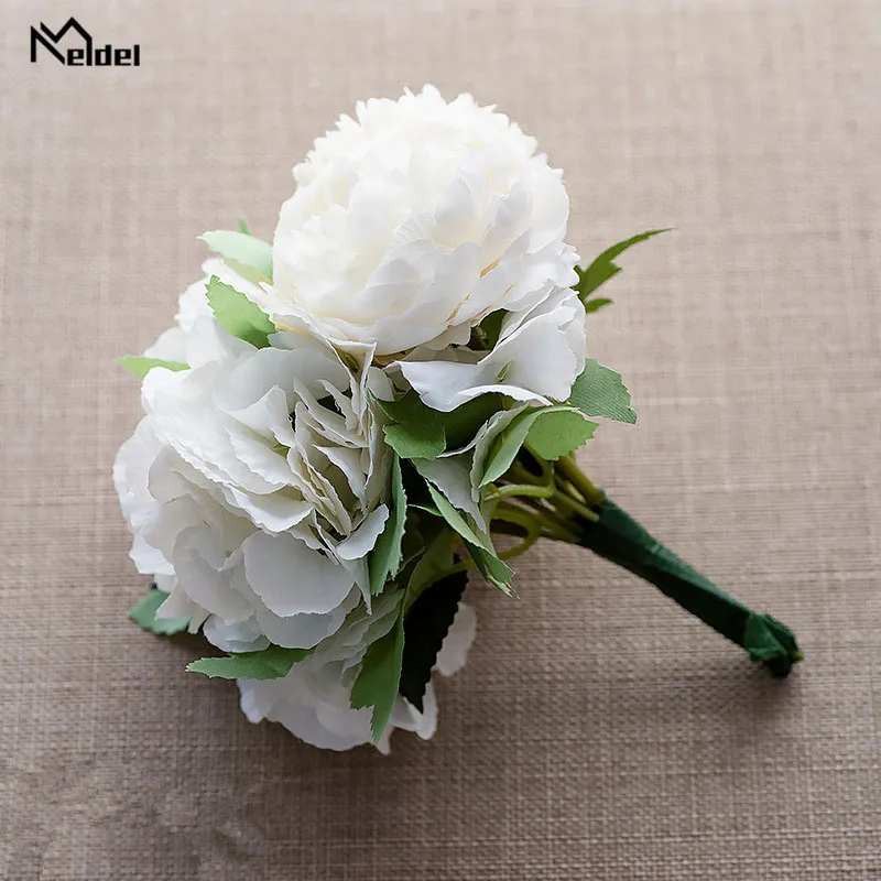 Meldel-ramo de novia de seda Artificial, de hortensia Pompón, flores, soporte para damas de honor, suministros para el hogar y la boda