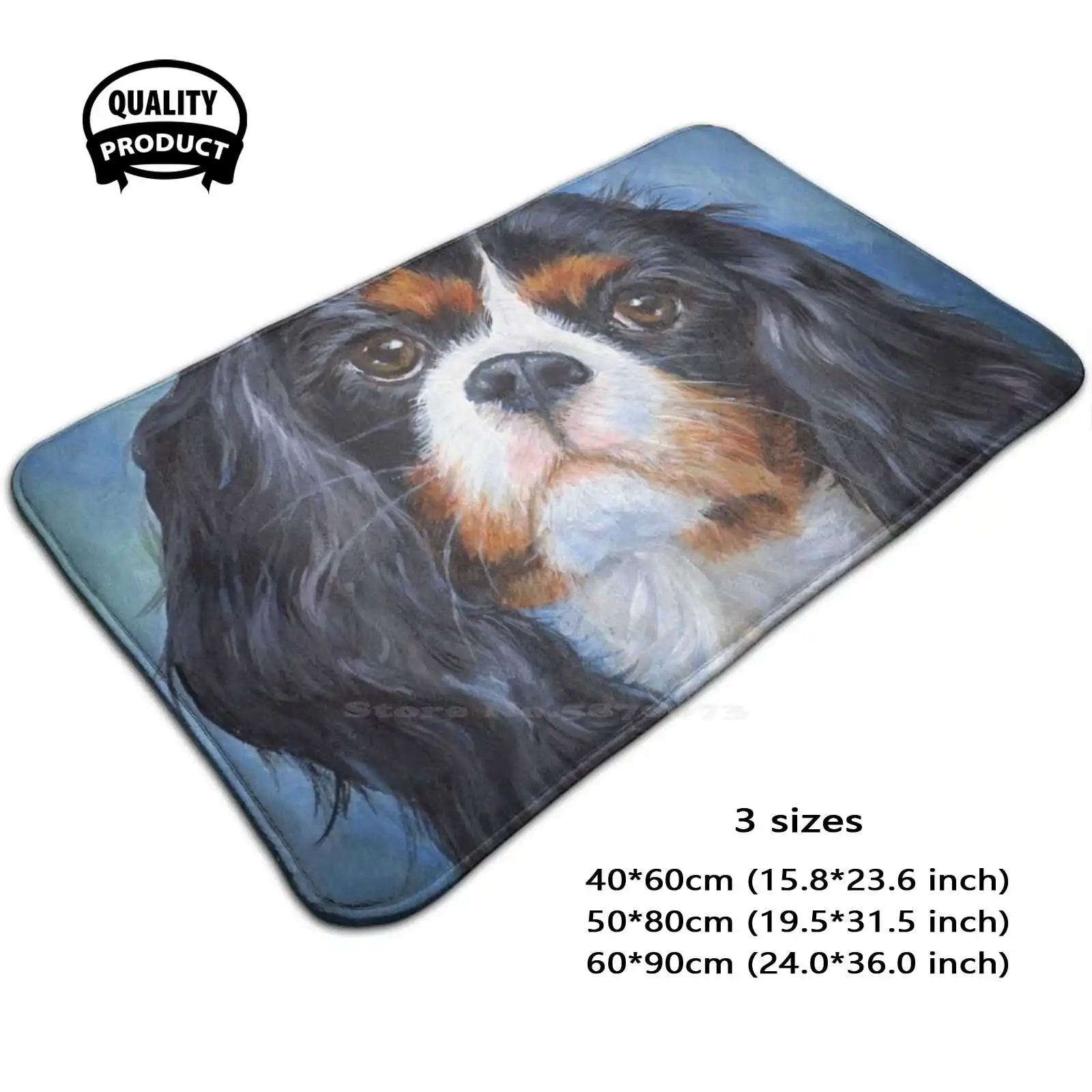 Cavalier King Charles Spaniel Soft Cushion Home Carpet Door Mat Car Rug Dog Art Dog Painting Cavalier Painting Spaniel Art Cute