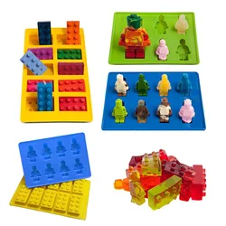 Building Block Robot Set Silicone Mold For Ice Cube Pastry Cookies Fondant Chocolate Epoxy Sugarcraft Mould  Kitchen Tool