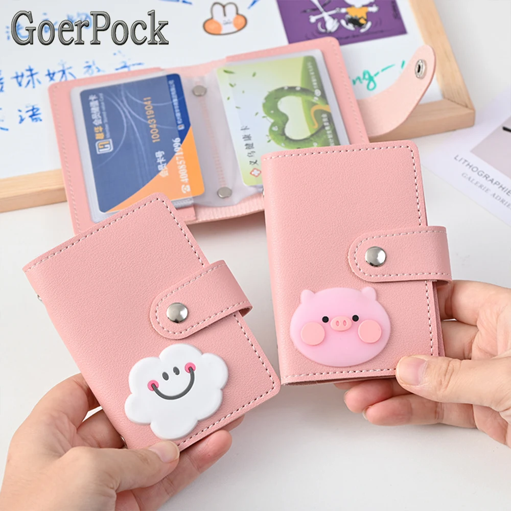 Women Card Holder Wallet PU Leather Cute Cartoon 26 Bit Card Case School Holder Men Women Credit Passport Card Bag ID Passport