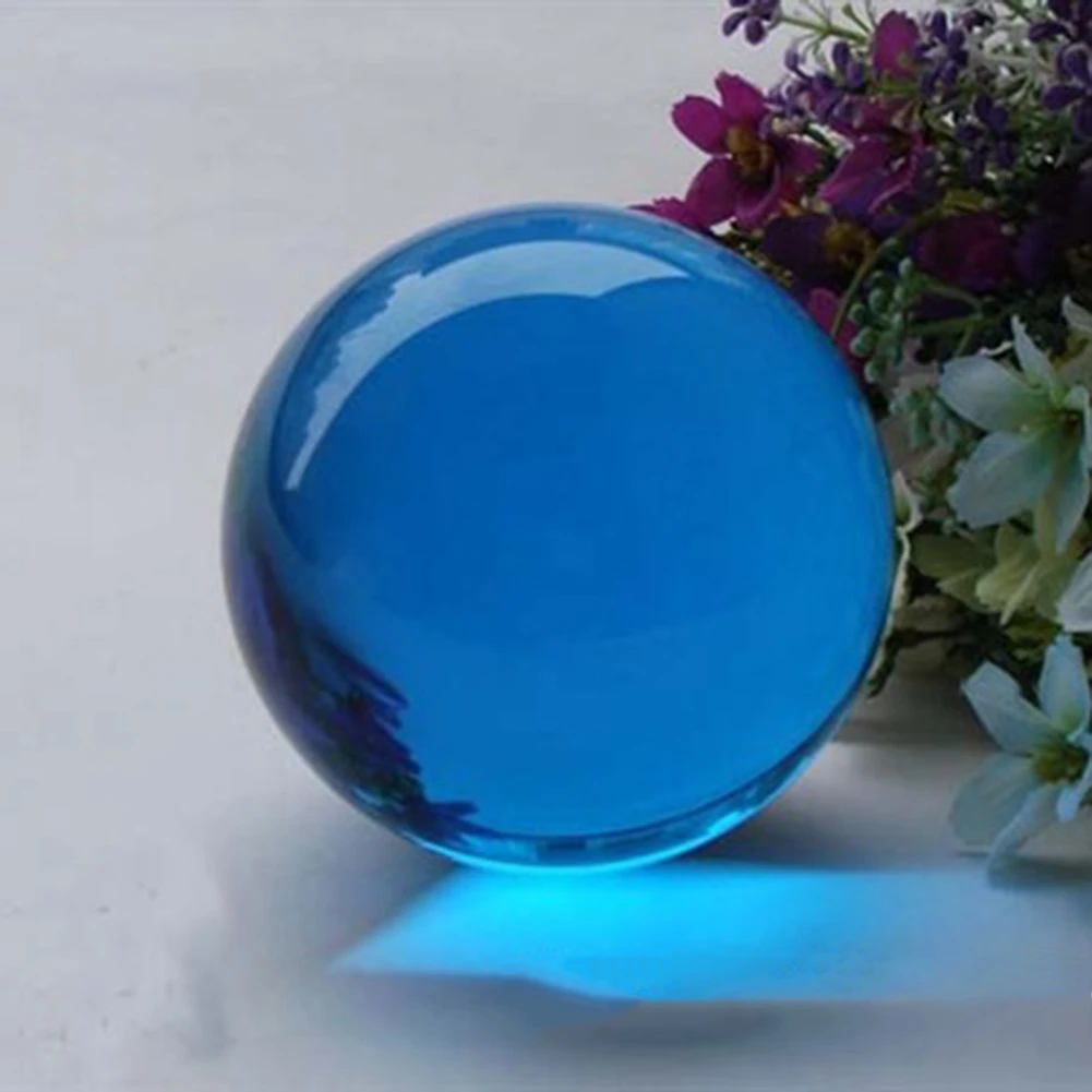 40mm Asian Rare Natural Quartz Sea Blue Magic K9 Crystal Healing Ball Sphere Decor