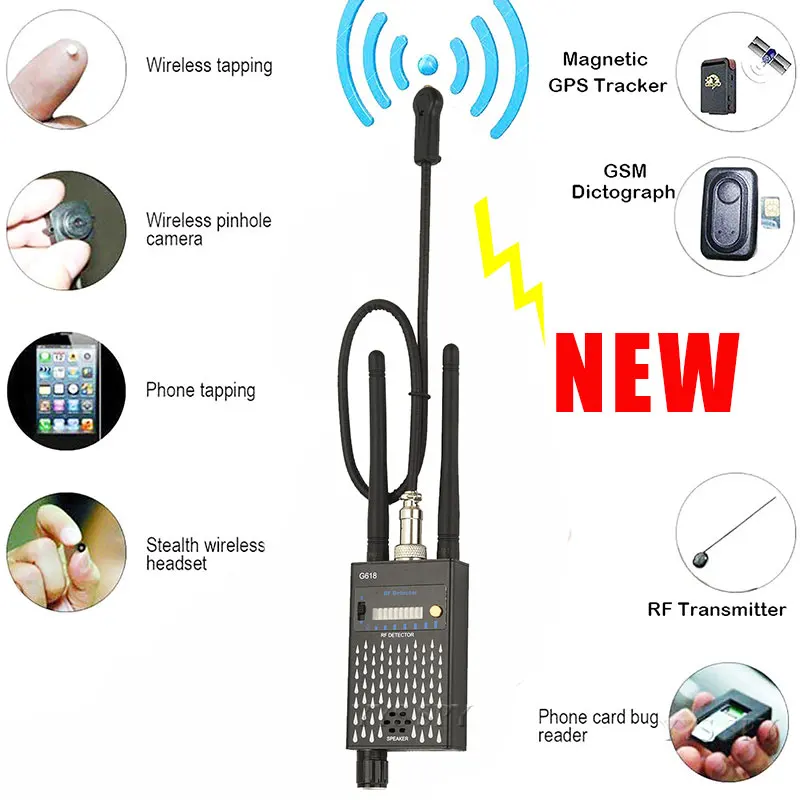 

Dual Antenna Anti Spy Detector G618/G618A RF Signal Finder For GSM Bug GPS Magnet Tracker Wireless Hidden Camera Eavesdropping