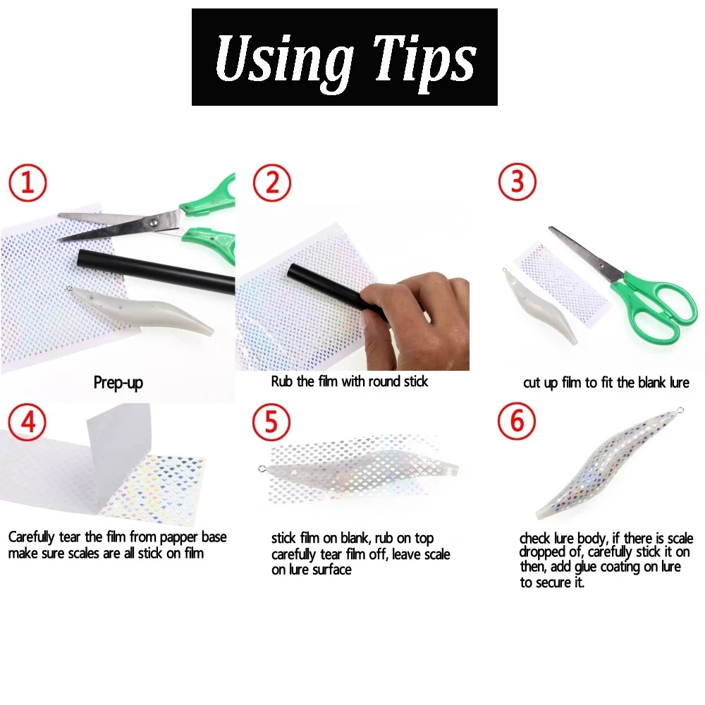Wifreo 4PCS/Pack Holographic Fishing Lure Fly Sticker Fish Scale Lure Pressure Transfer Sticker for Jigs Squid Lure Blanks