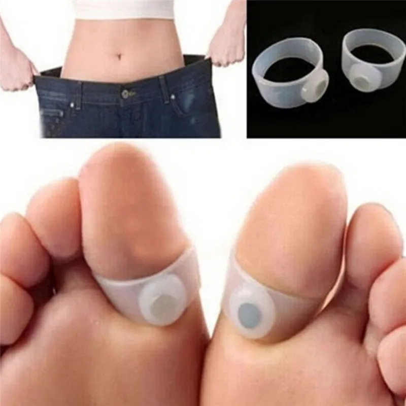 HOT 1Pair=2pcs Slimming Lose Weight Care Tool Silicone Magnetic Massage Foot Toe Rings