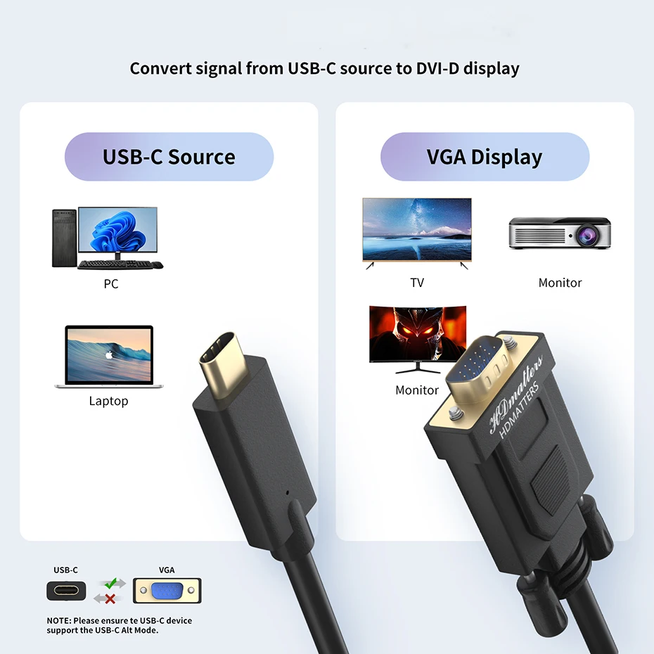 USB C to VGA adapter usb type c cable to vga for Apple macbook air macbook pro input usb-c cable to vga out up to 1080P