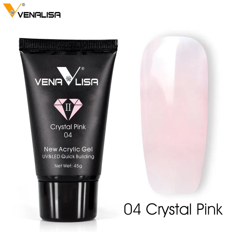 VENALISA Acrylic Gel 45g Jelly Pink Poly Nail Gel Nail Manicure Semi Permanent Extension Soak Off UV Constructin Gel French Gel