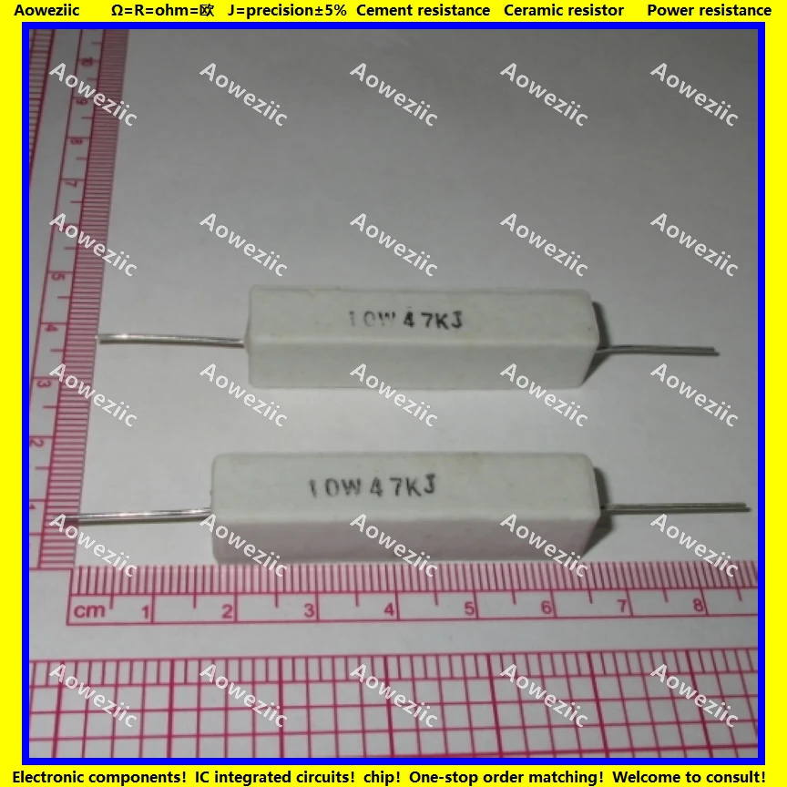 

10Pcs RX27 Horizontal cement resistor 10W 47K ohm 10W47KJ 10W47K 47000 ohm Ceramic Resistance precision 5% Power resistance