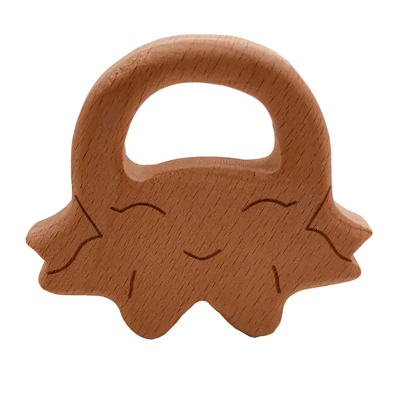 2021 DIY Baby Teether Toys Wooden Animal Shape Necklace Pendant Food Grade Beech Teether Koala Fox Wood Teething Toy for Newborn