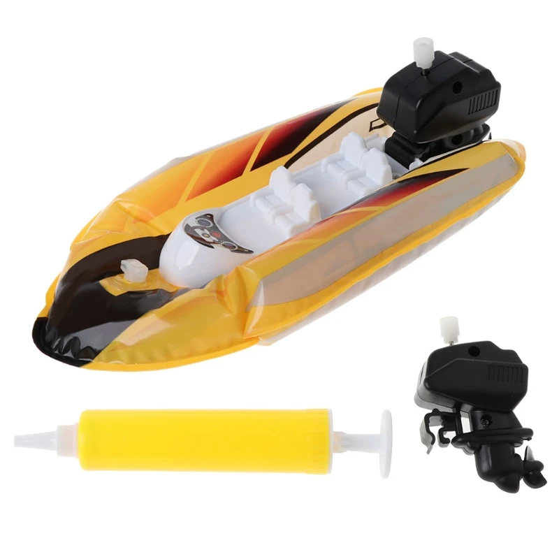 Baby Toy Kid Clockwork Wind Up Inflatable Boat Ship Play Water Bathroom Bath Toy