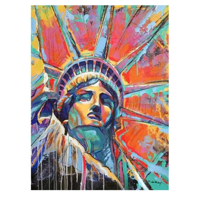 5D DIY Handmade Diamond Painting American Statue Of Liberty Watercolor   Embroidery Mosaic Cross Embroidery  Decoration  FC655