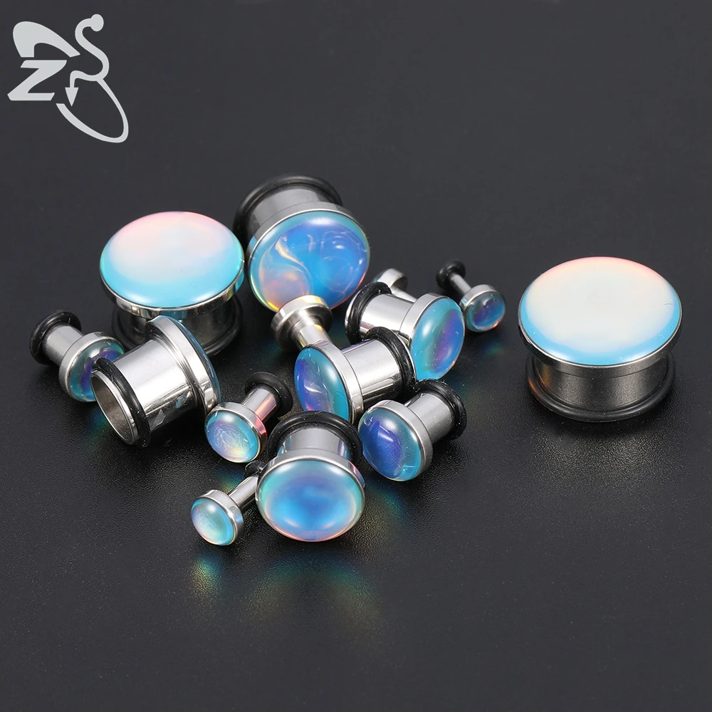 ZS 6-16mm 4 Colors Crystal Epoxy Ear Tunnels Plugs Shinning Ear Expander Flesh Piercing for  Women Men Vintage Earrings Jewelry