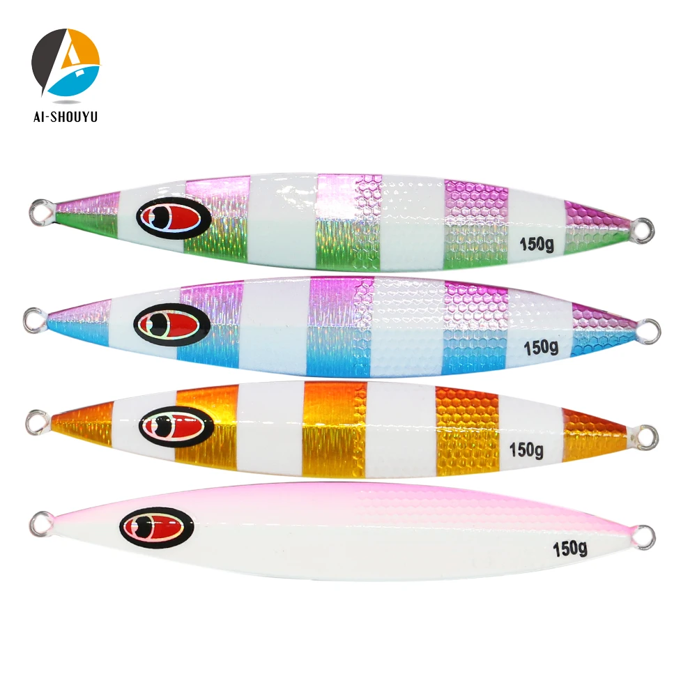 

AI-SHOUYU 1pc Metal Jigging Fishing Lure Slow Cast Jig Spoon 100g 150g 200g Artificial Shore Lead Metal Bait Sea Fishing Tackles