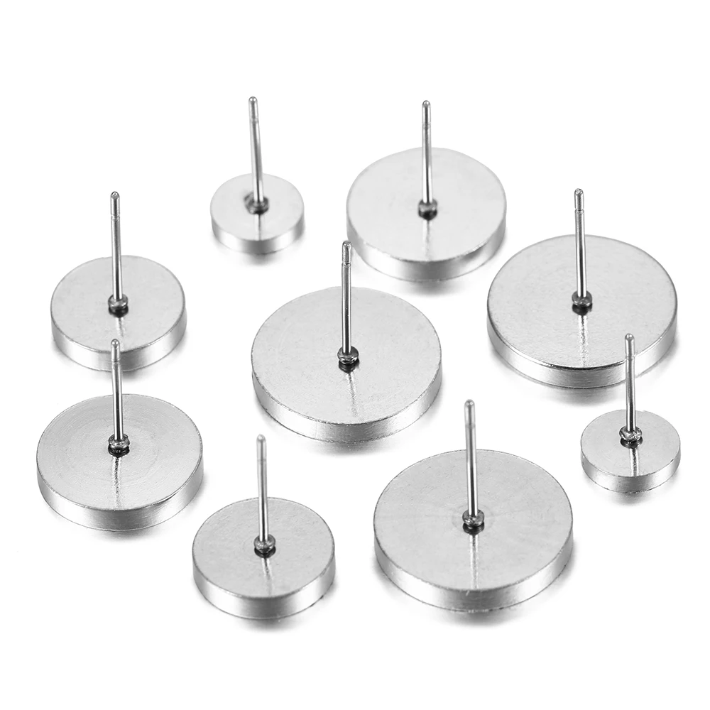 10-100pcs 6mm - 14mm Thicken Stainless Steel Blank Earring Base Cabochon Cameo Settings Bezel Tray For Jewelry Making Supplies image 4