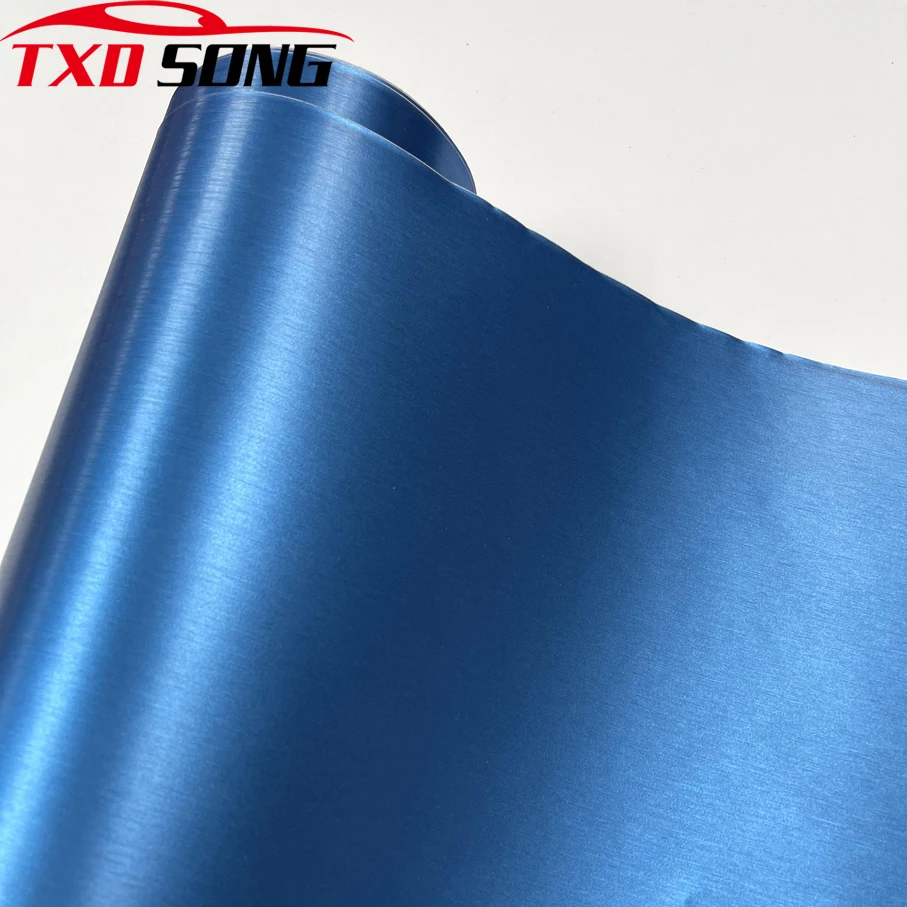 Light blue Metallic Brushed Aluminum Vinyl Car Wrap Film DIY Styling Adhesive Car Motorbike Sticker Decal 10/20/30/40/50X152CM