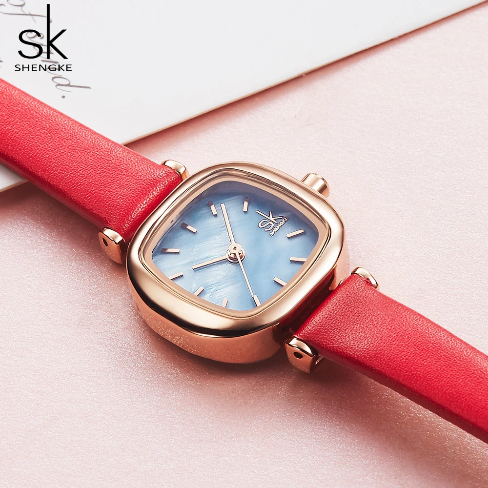 Shengke SK Casual Women\'s Watches Leather Ladies Watch Women Clock Quartz Wrist Watch Relogio Feminino Bayan Kol Saati Gift