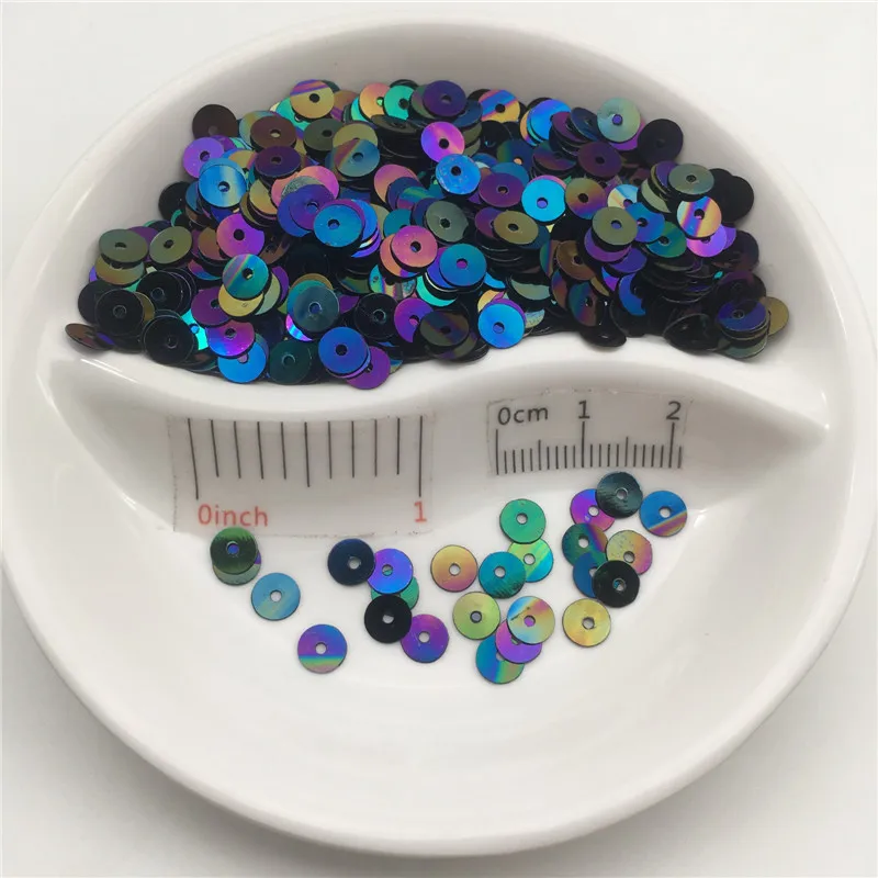 3mm 4mm 5mm 6mm 8mm Flat Round AB Colored Porcelain PVC Sequins Paillette Sewing Craft Wedding Decoration Dress Shoe Cap DIY