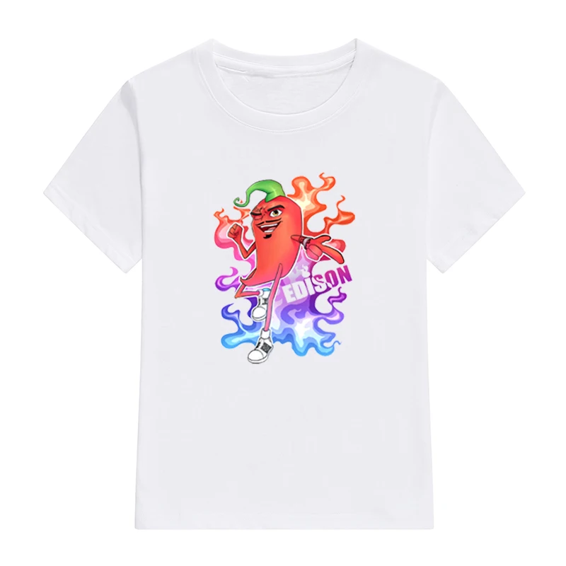 Children's 100% Cotton T Shirts Merch Edison Perec Chilli Hot Casual Family Clothing Set Boy's Girl's Fashion Pepper Print Tops