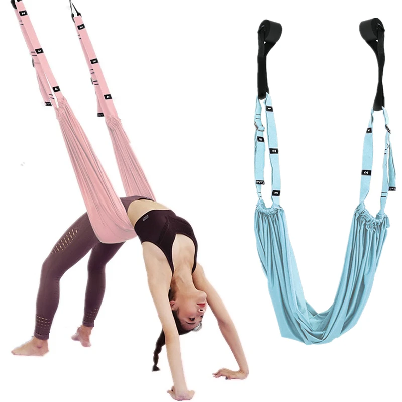 Adjustable Aerial Yoga Hammock Anti-Gravity Inversion Women Swing Strap Hanging Elastic Stretch Handstand Ropes Fitness Training