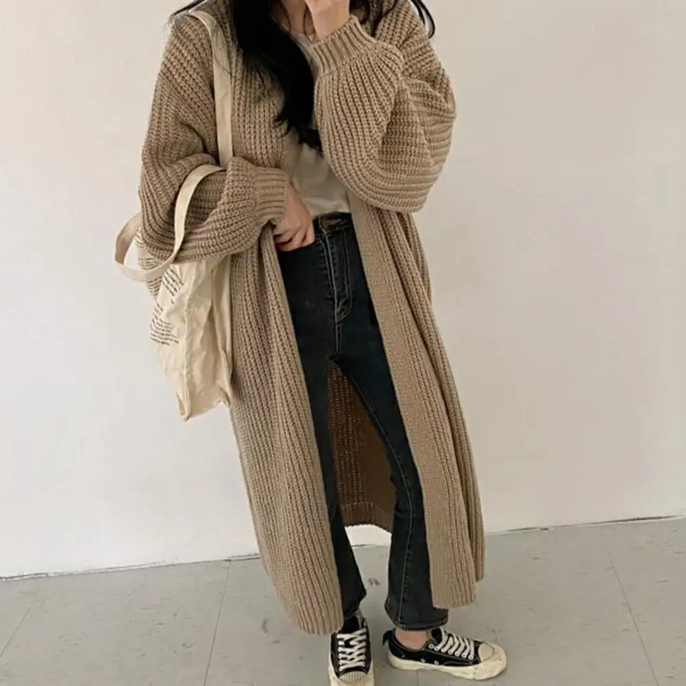 Casual Long Knitted Cardigan Coat Women Tops Vintage Loose Sweater Coat Solid Oversized Jumper Korean Fashion Clothes for Daily