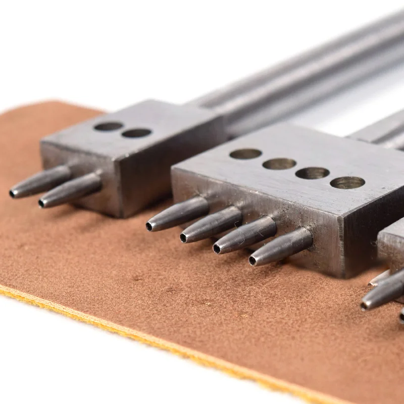 2/4/6 Prong 4/5/6/8mm Hole Punch Spacing Round Leather Punching Tool DIY Handmade Stitched Porous Circular Cut Row Punch