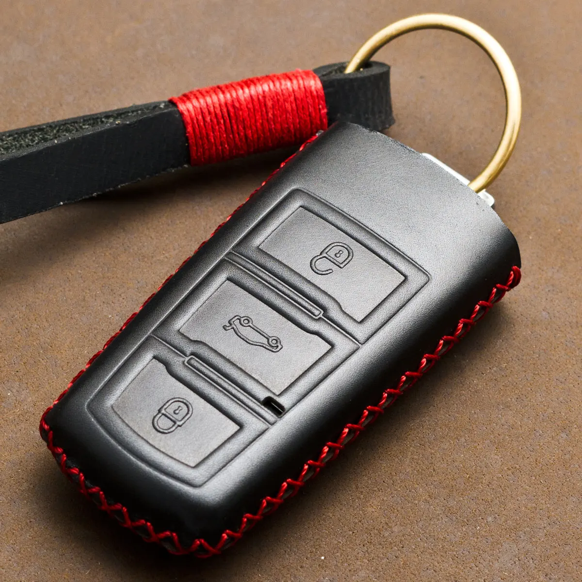 

1 Pcs Genuine Leather Car Key Cover Key Case For VW Volkswagen CC Passat CC B6 B7 Patriot With Horse Key Chain Fob