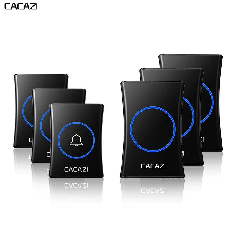 CACAZI Waterproof Wireless Doorbell 3 4 Battery Button 1 2 3 Receiver 300M Remote Control Home Call Bell Chime US EU UK Plug