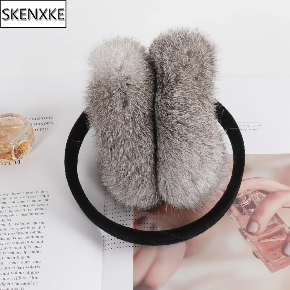 

Hot Sell Russian Lady Plush Real Rabbit Fur Earlaps Winter Women Warm Fluffy Rabbit Fur Earmuff Outdoor Female Fur Earflaps