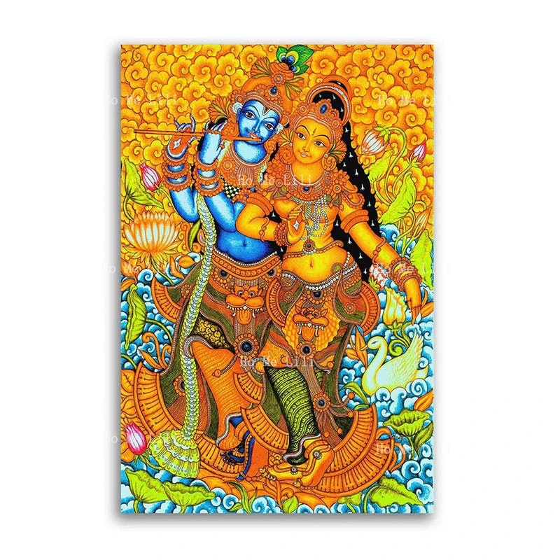 Ganesh Shiva Shankar Hindu God Print Meditation Divine Love Poster Spiritual Canvas Wall Art Watercolor Painting For Home Decor