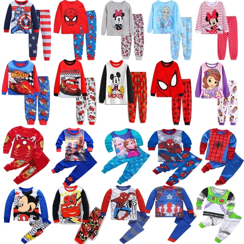 Children's Clothing Sets Boys Sleepwear Clothes Kids Spider Pajamas Set Baby Girls Cotton Cartoon Pijamas Spring Autumn Pyjamas