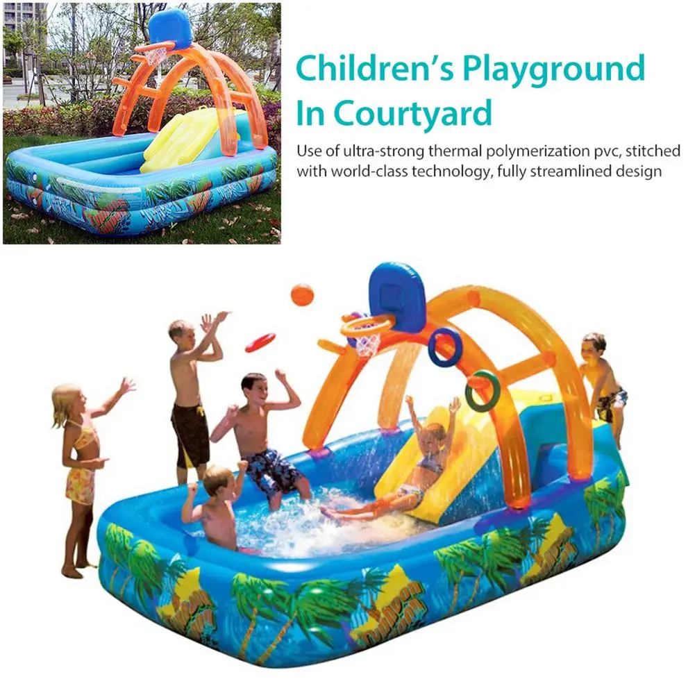 New Water Slide Children Fun Lawn Water Slides Iatables Pools Ring Toss Game For Kids Summer Slide Set Backyard Outdoor Toys