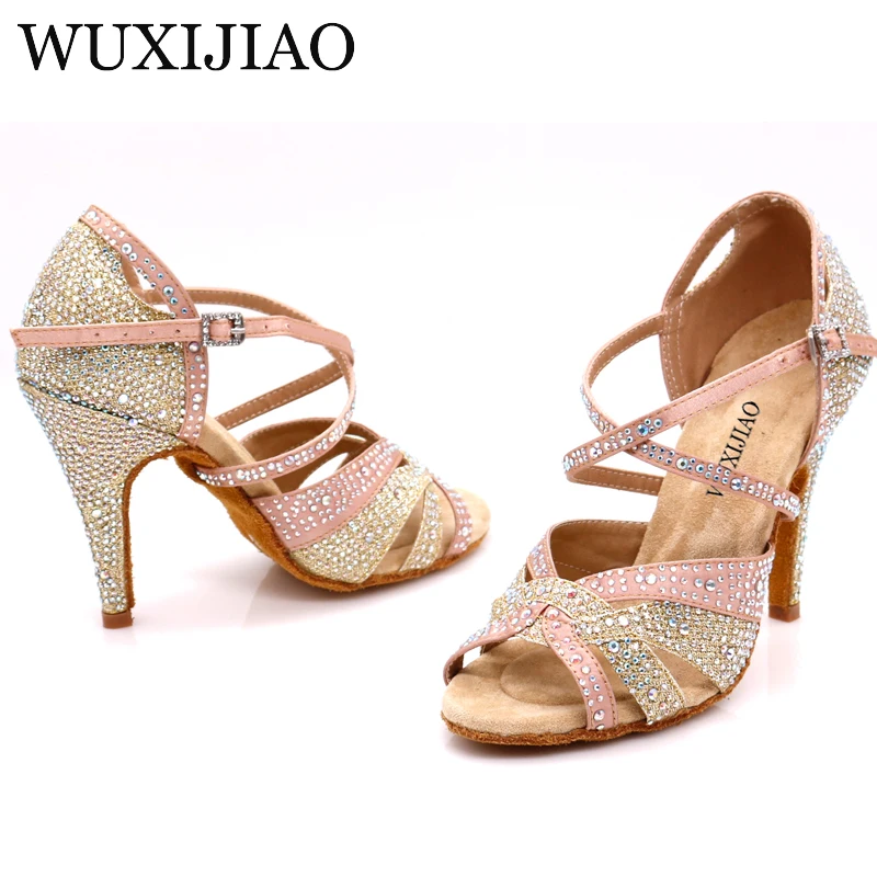 WUXIJIAO White, black, Sneakers Woman Dance Shoes For Jazz Salsa Latin Dancing Shoes Square Dance Shoes Rhinestone Fresh Color