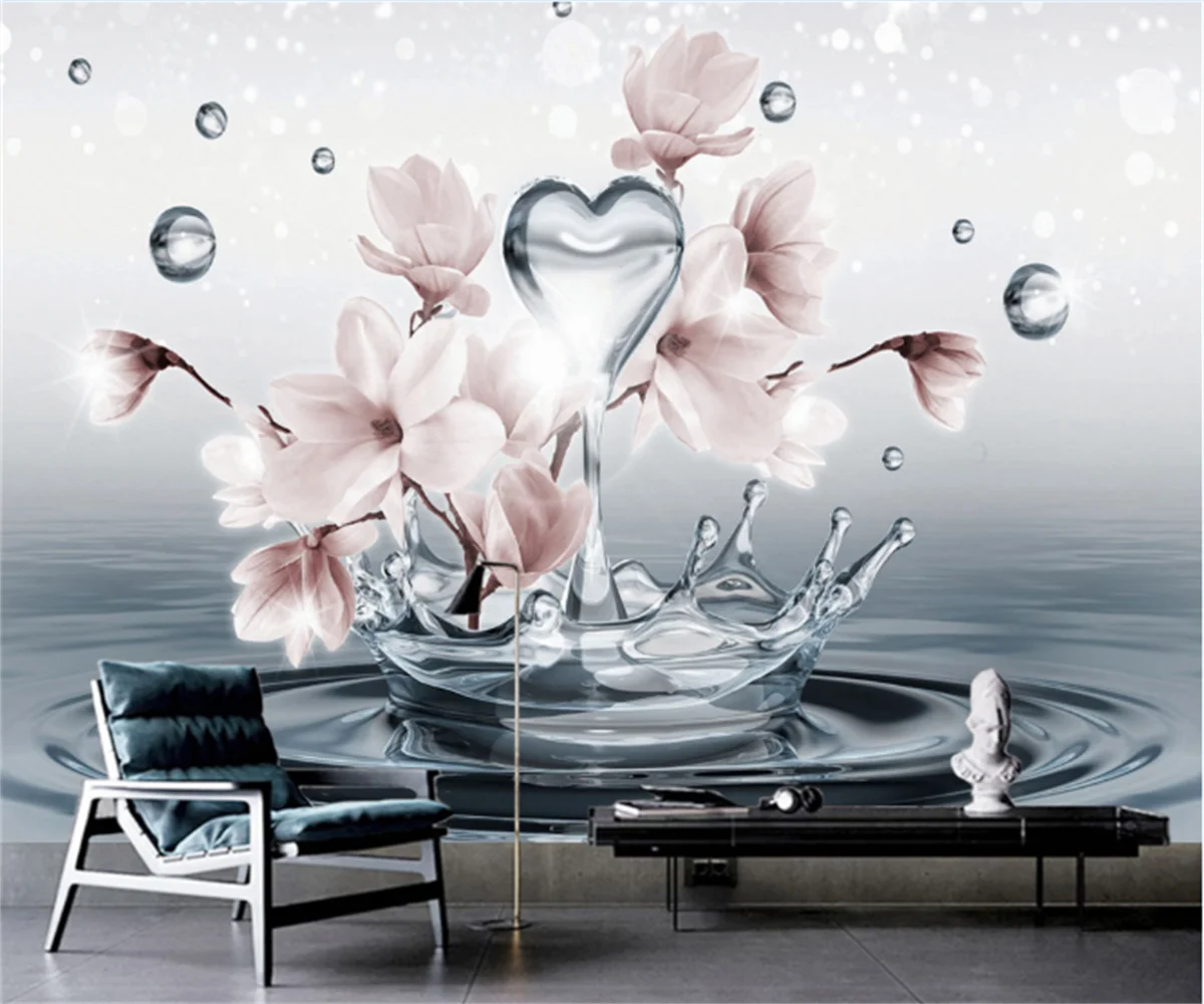 

Nordic modern minimalist water peach blossom magnolia flower abstract background wallpaper custom living room bedroom mural